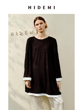 HIDEMI 假两件拼接慵懒针织极简廓形薄款上衣