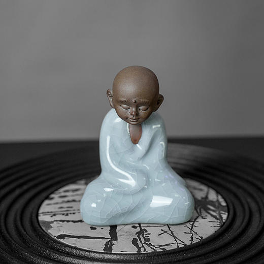 成艺 小和尚茶宠 哥窑汝窑可养小茶宠茶台桌摆件 个性创意茶玩 茶馆软装小饰品 商品图1