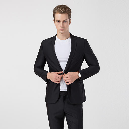 6S19916【上衣+裤子】罗蒙春秋西服套装男士商务通勤新郎结婚礼服格纹西装两件套 商品图1