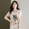 冰丝短袖t恤，宽松薄款圆领针织衫时尚印花洋气上衣CC-38-360 商品缩略图5
