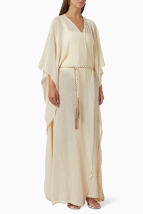 Caravana - Chumuk Cotton Dress - Almond Milk -  女装  - 连身裙 - 白色