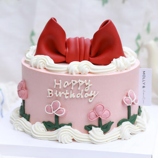 红色蝴蝶结手绘蛋糕（提前一天预定/配送当日无法退订退款） 商品图0