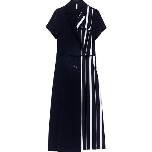 QYMXYKL-JSK2318-L 条纹简约拼接系带收腰通勤时尚雪纺裙2023年夏款短袖气质连衣裙 商品图4