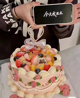 黑巢-手绘风水果蛋糕