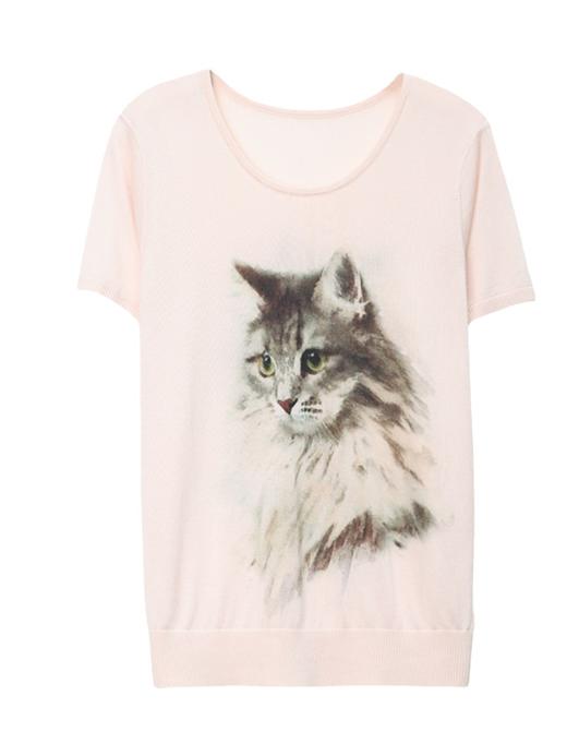 冰丝短袖t恤，宽松薄款圆领针织衫时尚印花洋气上衣CC-38-360 商品图4