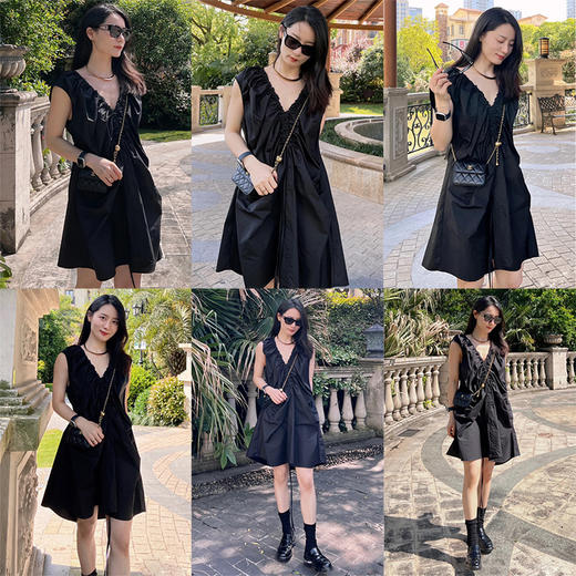 HIDEMI 抽绳立体褶皱设计感前后两穿式连衣裙上衣 阳光橙/黑色 商品图1