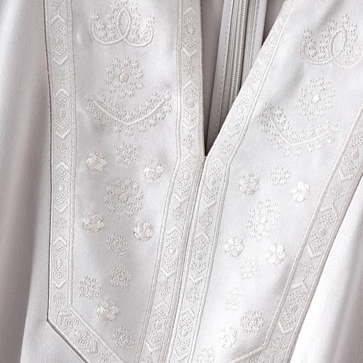 气质优雅，OL通勤撞色刺绣拼边可系带收腰显瘦醋酸连衣裙WLZD-2306405 商品图3