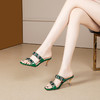 新款外穿，高跟细跟白色绿色皮拖真皮水钻韩版凉拖鞋PLGZ-D109-1 商品缩略图2