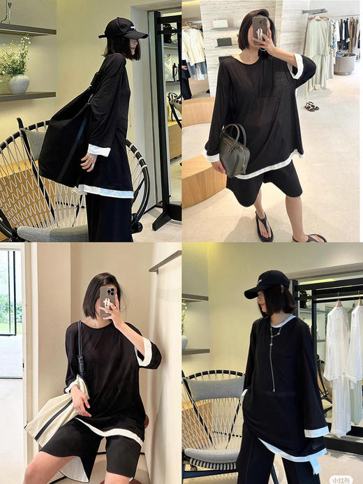 HIDEMI 假两件拼接慵懒针织极简廓形薄款上衣 商品图2