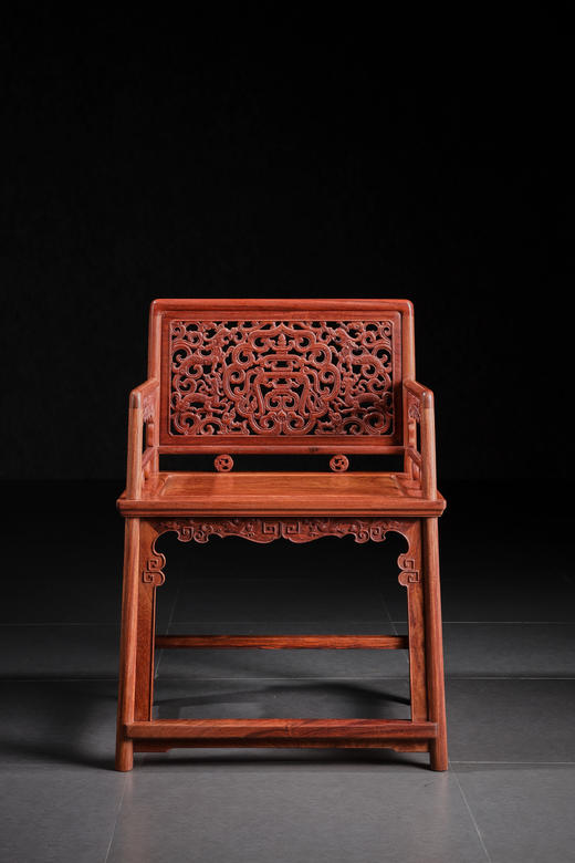 红桥红  家具严选  缅甸花梨（大果紫檀）【螭龙纹 玫瑰椅】 商品图0