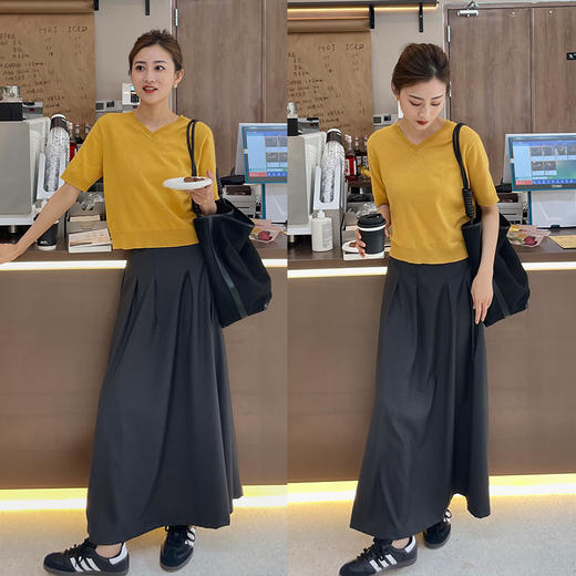 HIDEMI 美利奴羊毛系列薄款前后两面穿短款针织上衣 阳光橙/牛油果绿/马卡龙蓝/黑色 商品图1