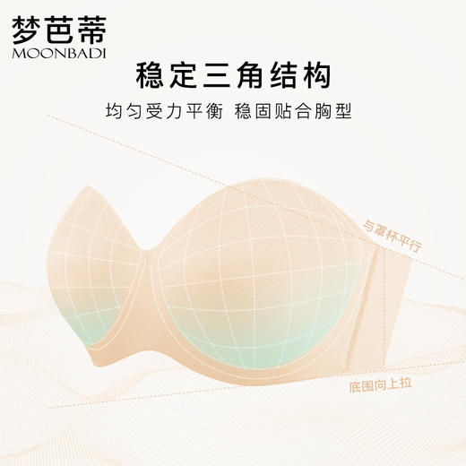 梦芭蒂无肩带薄款内衣女大码无痕防滑聚拢软钢圈大胸显小抹文胸罩露肩精灵 商品图1