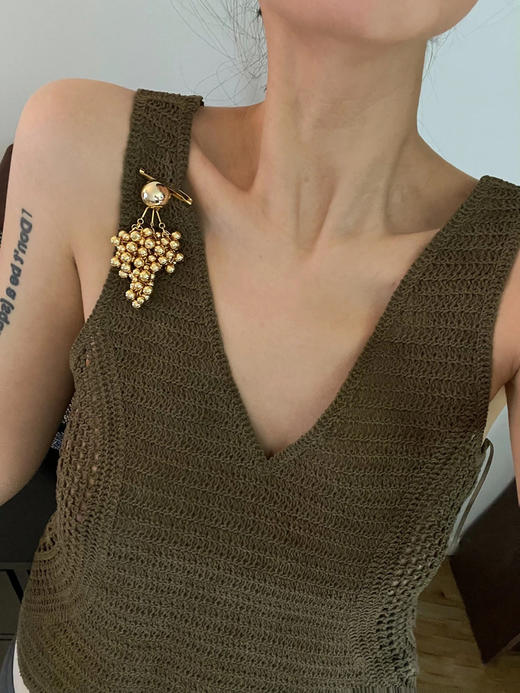 HIDEMI 节日系列设计感串珠葡萄胸针 金色/银色 商品图1