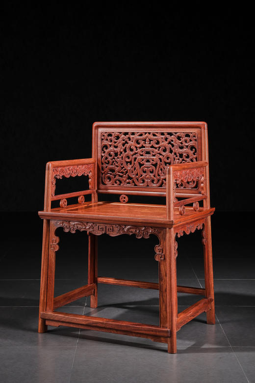 红桥红  家具严选  缅甸花梨（大果紫檀）【螭龙纹 玫瑰椅】 商品图2