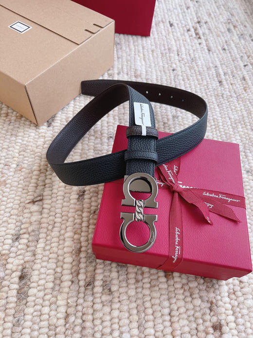 夏季特惠💰350 菲拉格慕男士腰带 Salvatore Ferragamo 带身宽3.5cm 纯铜五金 带身双面进口小牛皮 支持NFC芯片扫码 长度可自行裁剪 商品图5