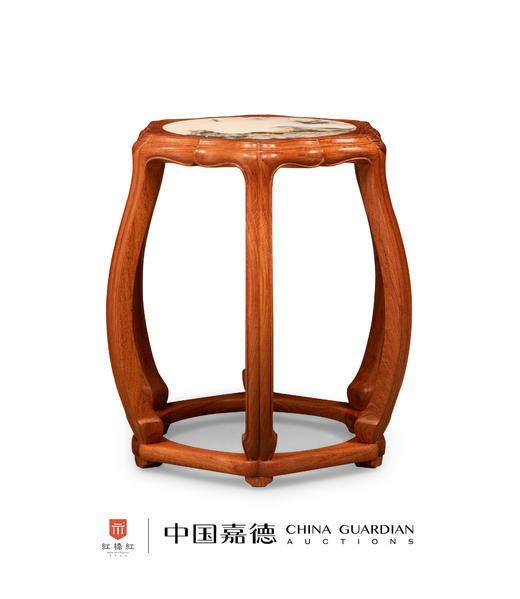 红桥红  家具严选  缅甸花梨（大果紫檀）  【48 石面 六足海棠 圆鼓凳】 商品图1