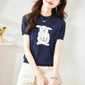 洋气减龄，显瘦短款小个子百搭漂亮小衫冰丝针织上衣CC-AB86055