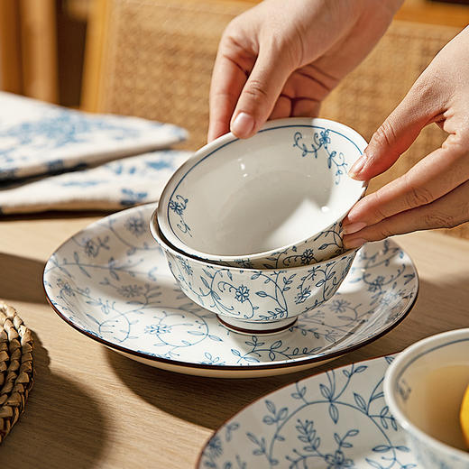 摩登主妇缠枝莲日式陶瓷碗盘家用餐具特别好看米饭碗汤碗面碗盘子 商品图1