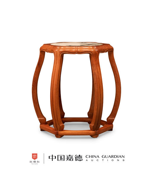 红桥红  家具严选  缅甸花梨（大果紫檀）  【48 石面 六足海棠 圆鼓凳】 商品图0