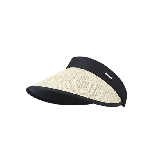 【竹编黑胶防晒帽】升级版可卷草编空顶帽子 夏季防紫外线骑车防晒遮阳帽 商品图4