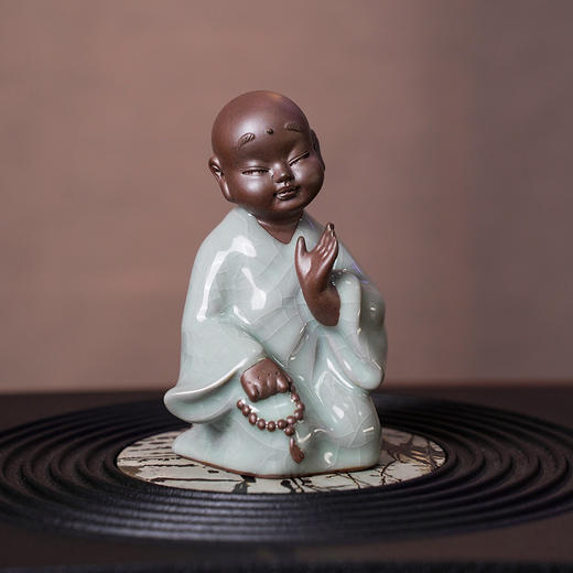 成艺留香居士 蒸蒸日上 修行小和尚 陶瓷茶宠摆件创意桌面装饰摆设品家居工艺品茶道 胸纳百川 商品图6