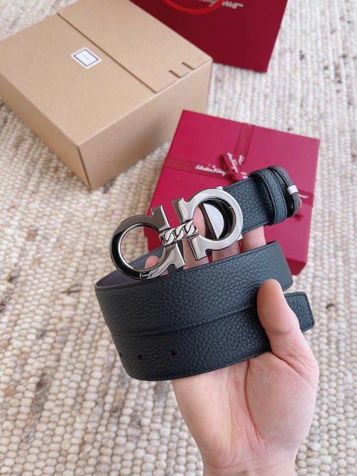 夏季特惠💰350 菲拉格慕男士腰带 Salvatore Ferragamo 带身宽3.5cm 纯铜五金 带身双面进口小牛皮 支持NFC芯片扫码 长度可自行裁剪 商品图0