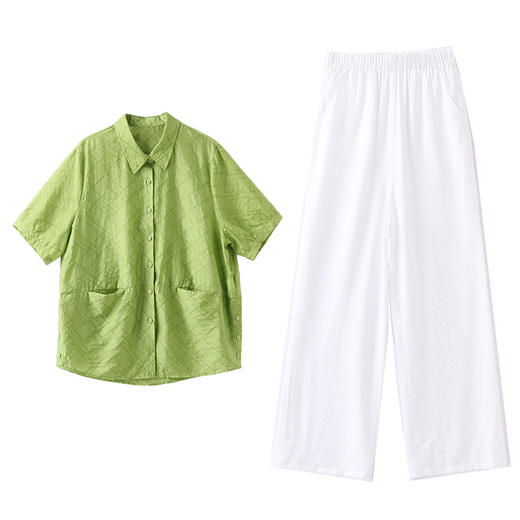 气质时尚，纯色复古文艺风纯色短九分裤套装外穿宽松两件套HR-WQ230539 商品图4