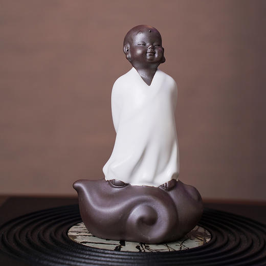 成艺留香居士 蒸蒸日上 修行小和尚 陶瓷茶宠摆件创意桌面装饰摆设品家居工艺品茶道 胸纳百川 商品图1