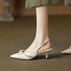 甜美温柔，尖头真皮珍珠高跟凉鞋XDD-6007F 商品缩略图6