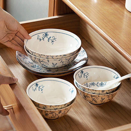 摩登主妇缠枝莲日式陶瓷碗盘家用餐具特别好看米饭碗汤碗面碗盘子 商品图3