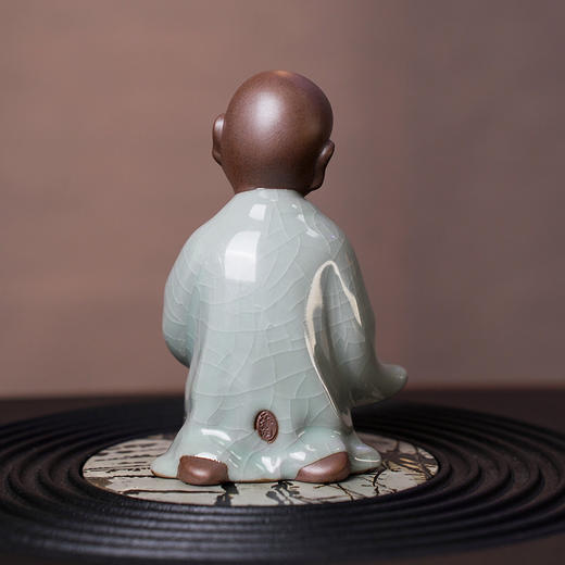 成艺留香居士 蒸蒸日上 修行小和尚 陶瓷茶宠摆件创意桌面装饰摆设品家居工艺品茶道 胸纳百川 商品图3