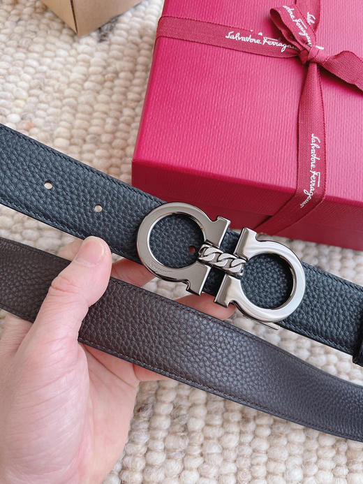 夏季特惠💰350 菲拉格慕男士腰带 Salvatore Ferragamo 带身宽3.5cm 纯铜五金 带身双面进口小牛皮 支持NFC芯片扫码 长度可自行裁剪 商品图1