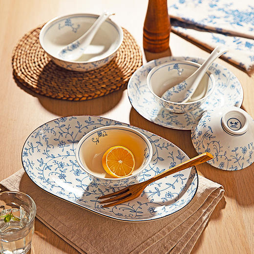 摩登主妇缠枝莲日式陶瓷碗盘家用餐具特别好看米饭碗汤碗面碗盘子 商品图2