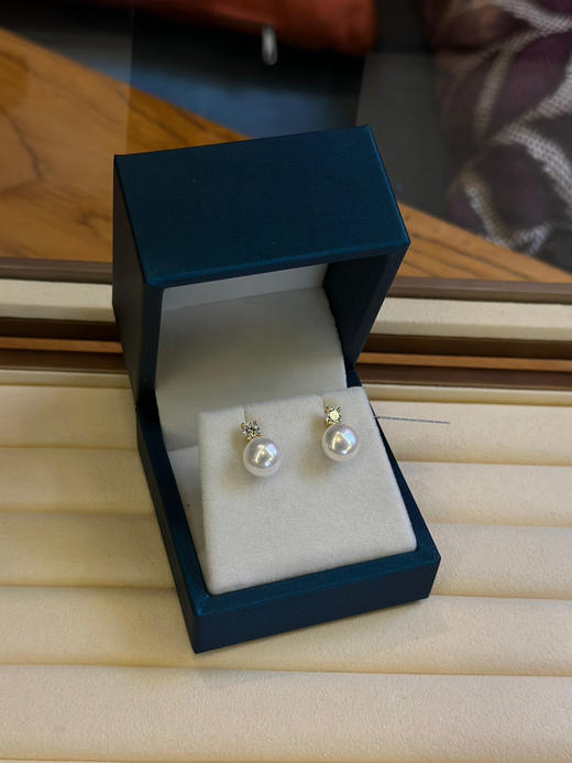 53-6戴妃同款珍珠耳钉 9-9.5 6A极光淡水半圆馒头珍珠耳钉 商品图13