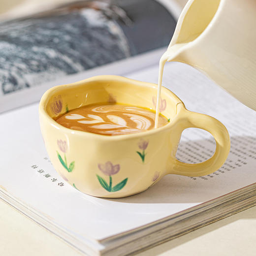 摩登主妇陶瓷咖啡杯花卉ins风高颜值早餐杯子牛奶水杯家用马克杯 商品图1