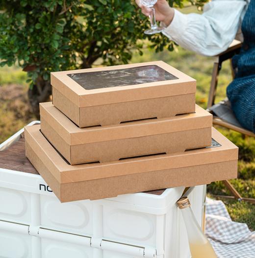 野餐盒子 一次性 出游春游露营户外牛皮纸下午茶外卖打包盒纸托 多规格 商品图3