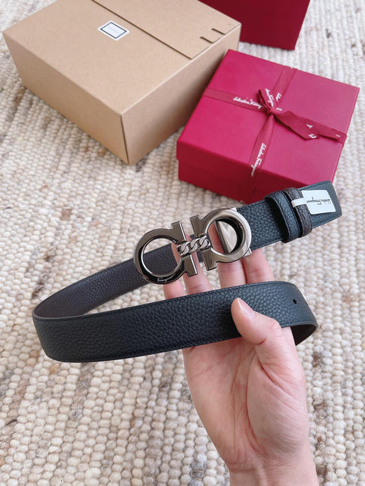 夏季特惠💰350 菲拉格慕男士腰带 Salvatore Ferragamo 带身宽3.5cm 纯铜五金 带身双面进口小牛皮 支持NFC芯片扫码 长度可自行裁剪 商品图2