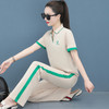 SP-103-23119X翻领休闲运动服套装女士2023年夏季新款刺绣减龄白色阔腿裤两件套 商品缩略图2