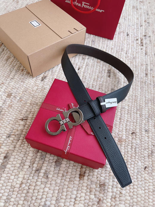 夏季特惠💰350 菲拉格慕男士腰带 Salvatore Ferragamo 带身宽3.5cm 纯铜五金 带身双面进口小牛皮 支持NFC芯片扫码 长度可自行裁剪 商品图3