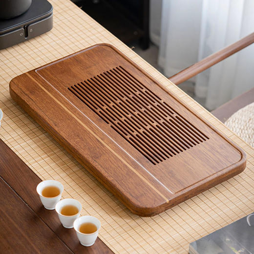 无闻/重竹茶盘/宽宏/连竹 家用简约茶台茶海抽屉储水式办公小型竹茶具托盘干湿两用（出水管需要单独购买） 商品图10