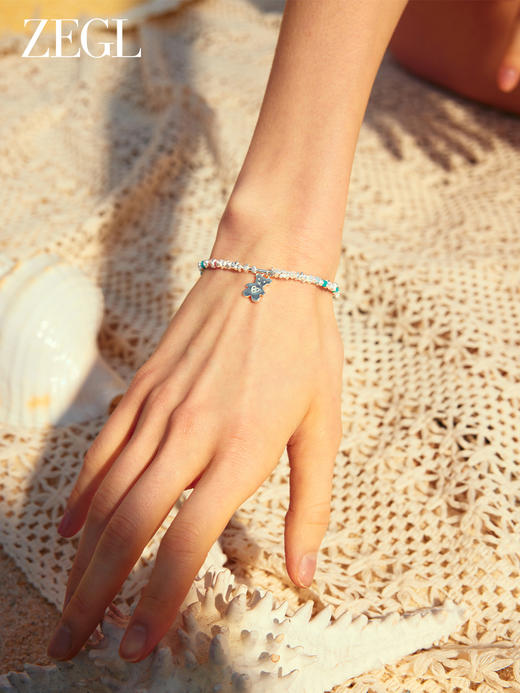 ZEGL彩色串珠碎银子手链女生轻奢小众精致夏日多巴胺穿搭小熊手饰 商品图2