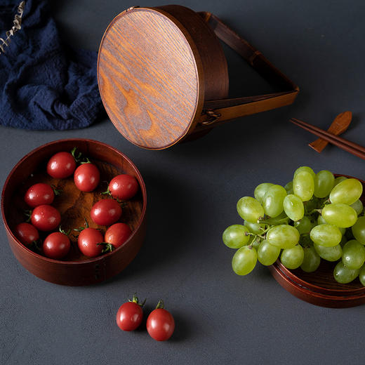 复古茶点提盒手工提篮家用分层鲜果盒复古糕点盒子餐具茶道配件 商品图3