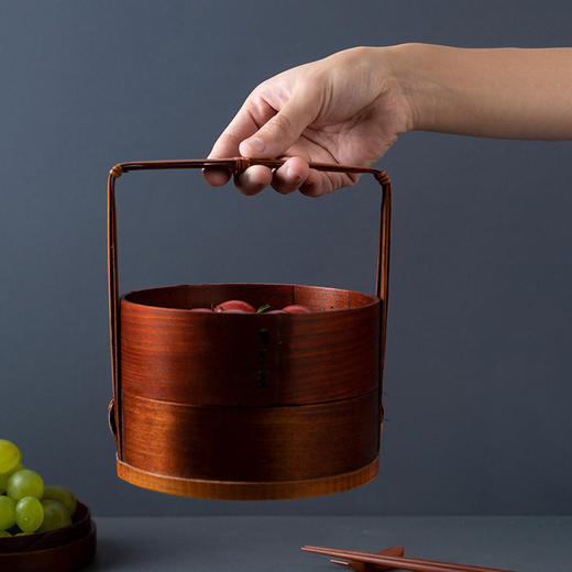 复古茶点提盒手工提篮家用分层鲜果盒复古糕点盒子餐具茶道配件 商品图4