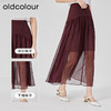 oldcolour2023夏季新款复古高腰A字网纱拼接长款半身裙O25063551 商品缩略图1