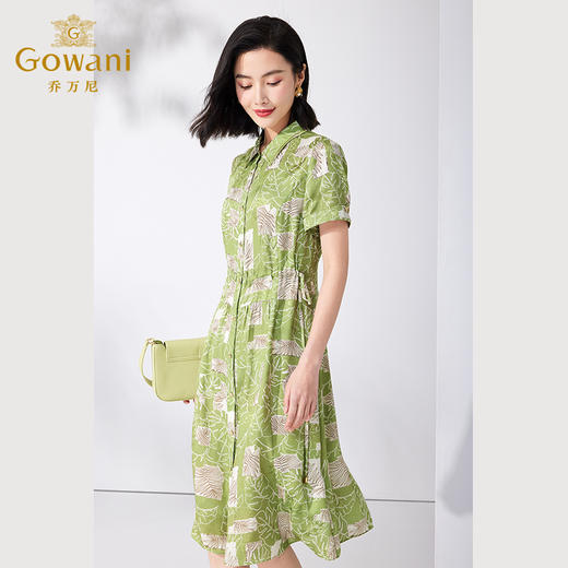 乔万尼新100%桑蚕丝连衣裙短袖修身真丝裙ET2E273 商品图2