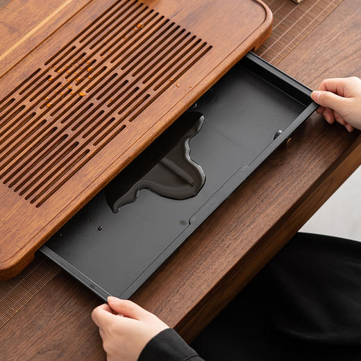 无闻/重竹茶盘/宽宏/连竹 家用简约茶台茶海抽屉储水式办公小型竹茶具托盘干湿两用（出水管需要单独购买） 商品图13