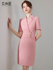 橘红色短袖连衣裙女夏季2023新款职业工作服气质女神范高级感裙子 商品缩略图2