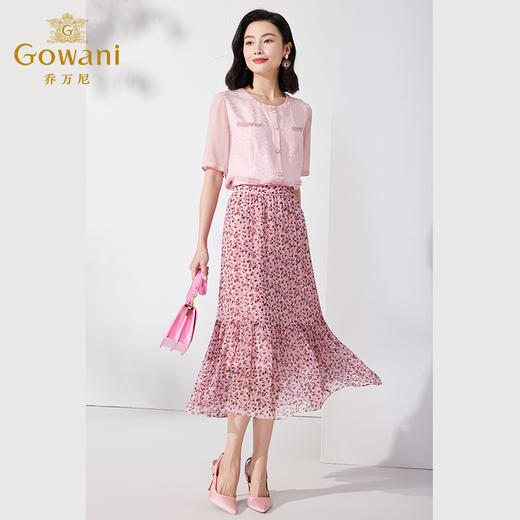 乔万尼新品夏桑蚕丝半身裙中长款显瘦长裙ET2D298 商品图2