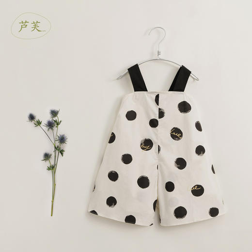 【马克珍妮 芦芙】夏装女童波点纯棉背带裤 儿童裤子231035 商品图0