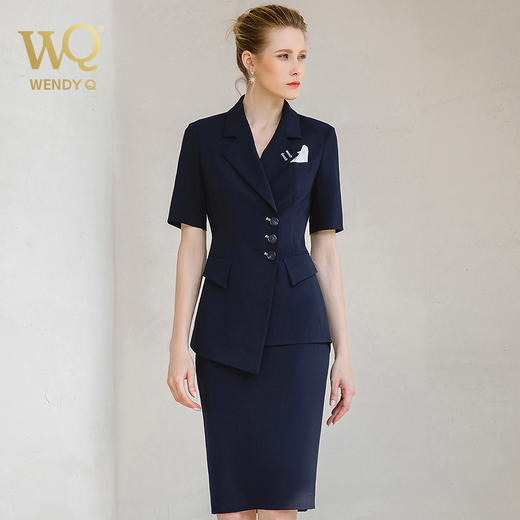 藏青色西装套装女职业装套裤夏季时尚气质修身西服工作服两件套 商品图3